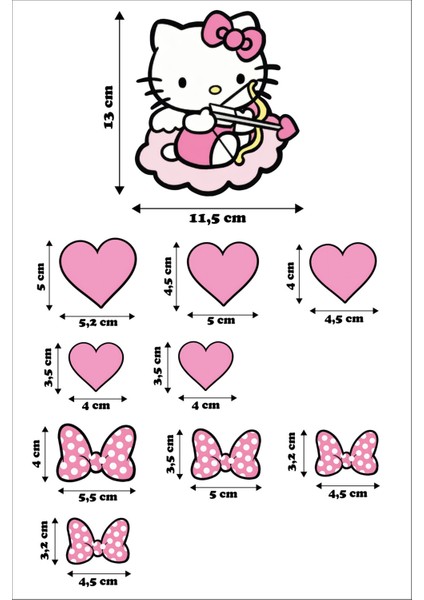 Hello Kitty Set Sticker Su Geçirmez Yüksek Çözünürlüklü Araba Motorsiklet Kask Laptop Duvar Sticker modelleri