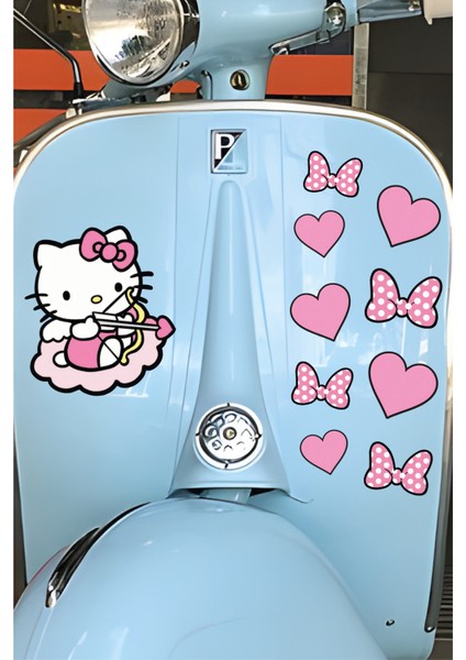 Hello Kitty Set Sticker Su Geçirmez Yüksek Çözünürlüklü Araba Motorsiklet Kask Laptop Duvar Sticker fırsatları
