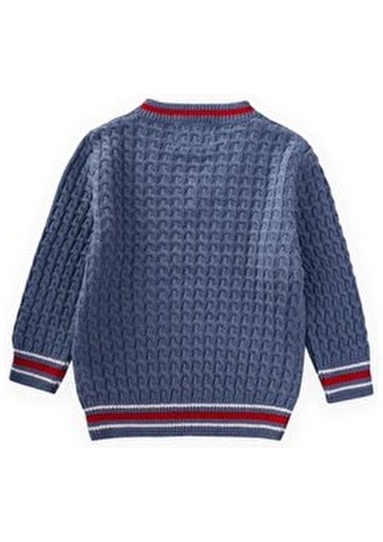 Saç Örgü V Yaka Kazak 2-9 Yaş Indigo Mavi fiyatları