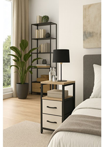 2 Raflı Komodin Deri Çekmeceli Düzenleyici Yatak Odası Organizer Metal Komodin fiyatları