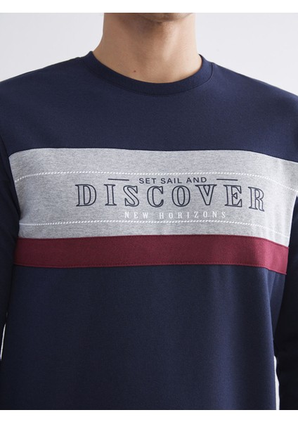 Yeni Sezon Bisiklet Yaka Uzun Kollu Baskılı Erkek Sweatshirt modelleri