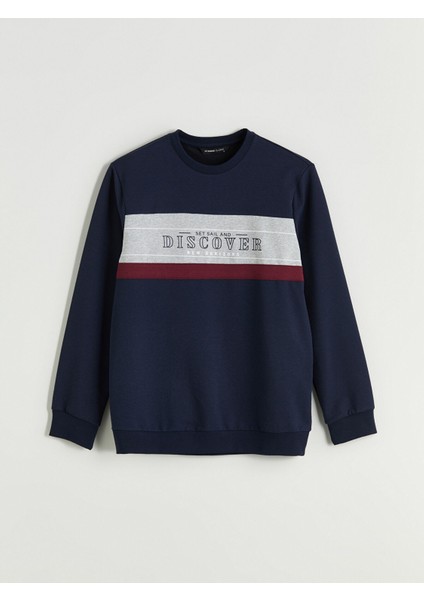 Yeni Sezon Bisiklet Yaka Uzun Kollu Baskılı Erkek Sweatshirt indirimleri