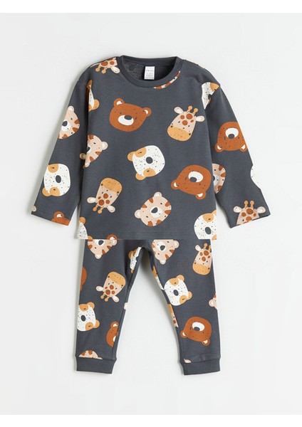 Yeni Sezon Hayvan Baskılı Erkek Bebek Pijama Takımı