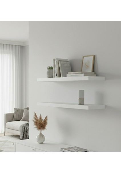 Premium Mdf Ürün Geniş Duvar Rafı 2'li Set 70X15 cm Uçan Raf Gizli Montaj Kitaplık Mutfak Rafı