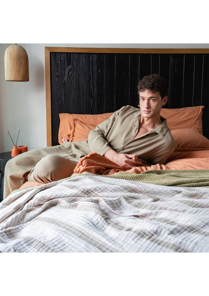 Raisa Müslin Kekik Yeşili Çift Kişilik Yatak Örtüsü modelleri