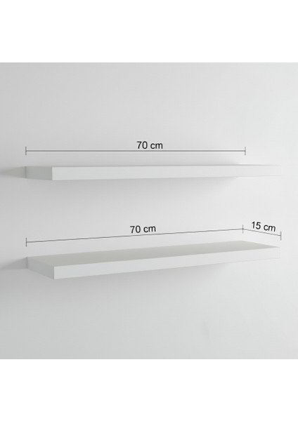 Premium Mdf Ürün Geniş Duvar Rafı 2'li Set 70X15 cm Uçan Raf Gizli Montaj Kitaplık Mutfak Rafı fiyatları