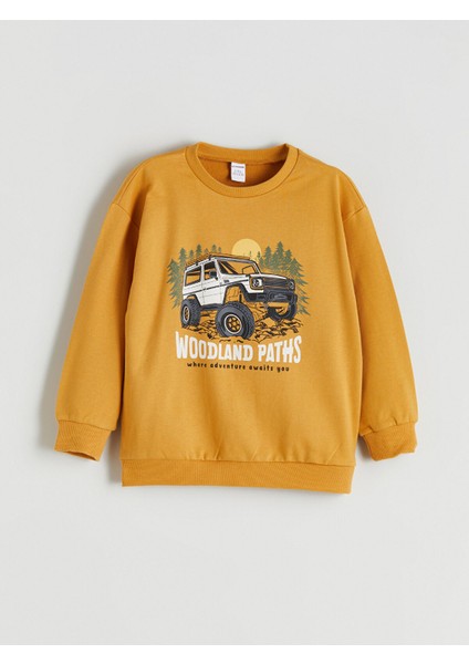 Yeni Sezon Bisiklet Yaka Baskılı Erkek Bebek Sweatshirt ve Eşofman Alt 2'li fiyatları