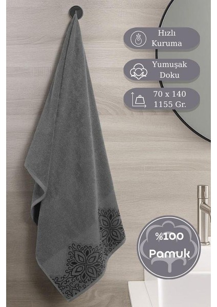 Pamuk Tekli Havlu Jakarlı Karna Home Klover - 70 x 140 fiyatları