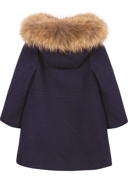 Lacivert Yün Kapüşonlu Kız Çocuk Manto fiyatları