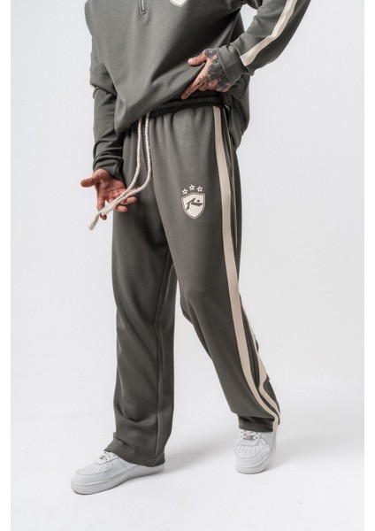 Erkek Şerit Detaylı Modal Baggy Eşofman Altı Haki modelleri