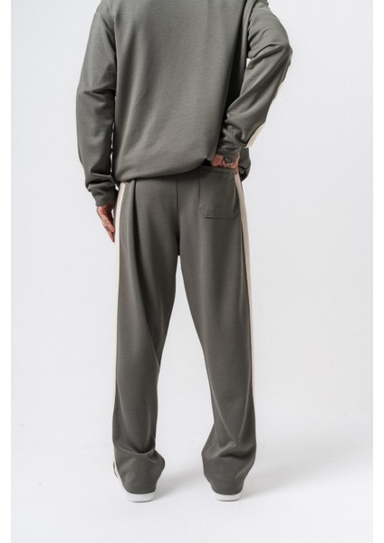 Erkek Şerit Detaylı Modal Baggy Eşofman Altı Haki fırsatları