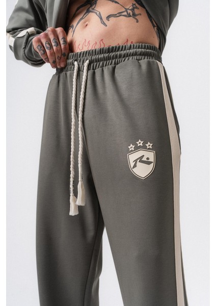 Erkek Şerit Detaylı Modal Baggy Eşofman Altı Haki indirimleri