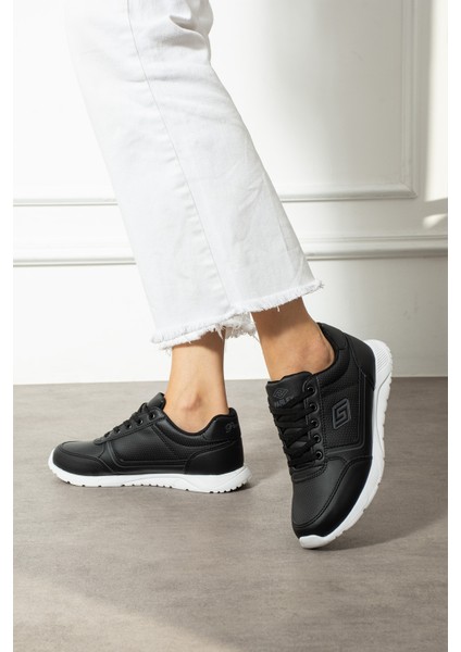 Kadın Siyah Sneaker Kadın Spor Ayakkabı Kadın Günlük Ayakkabı Ortopedik Taban Kadın Klasik Ayakkabı