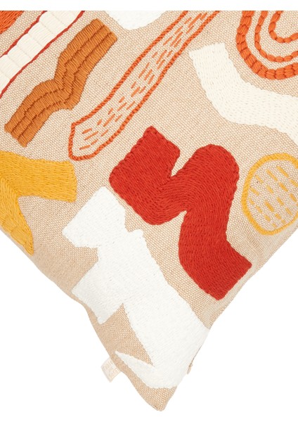 Corallo Krem 50X50 Desenli Keten Dekoratif Yastık modelleri