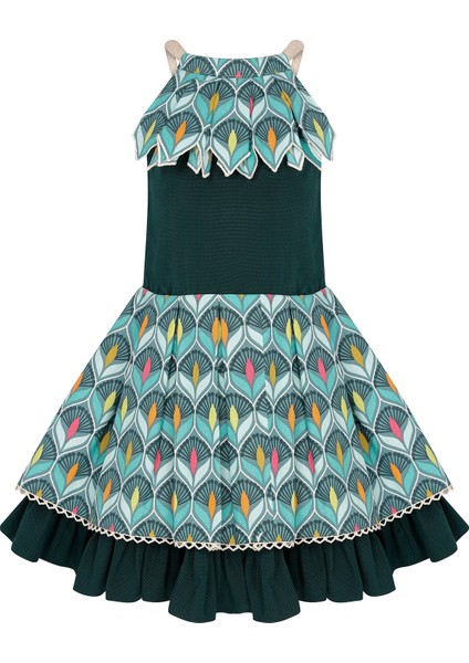 Sunfan Yeşil Kız Çocuk Elbise