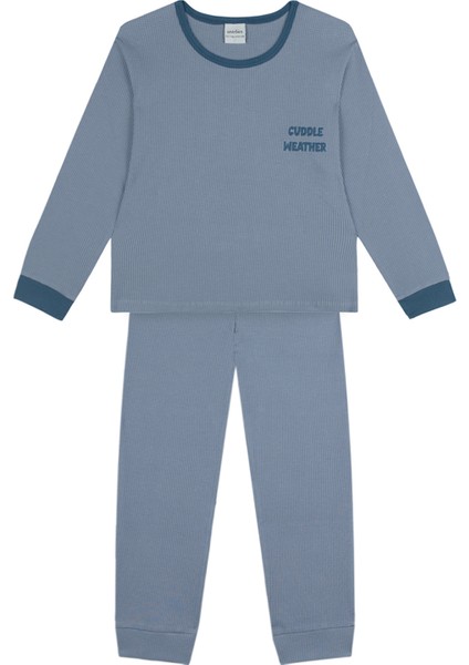 Mavi Cuddle Weather Uzun Kollu Unisex Çocuk Pijama Takımı
