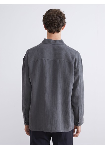 Yeni Sezon Regular Fit Uzun Kollu Armürlü Erkek Gömlek fırsatları