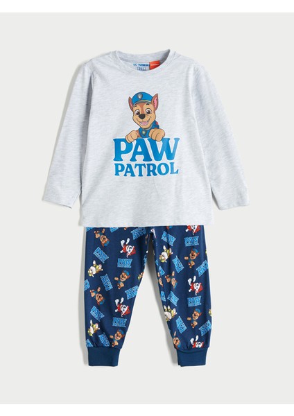 Yeni Sezon Bisiklet Yaka Paw Patrol Baskılı Erkek Çocuk Pijama Takımı