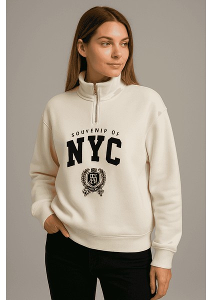 Önü Fermuarlı Nyc Baskılı Sweat fiyatları