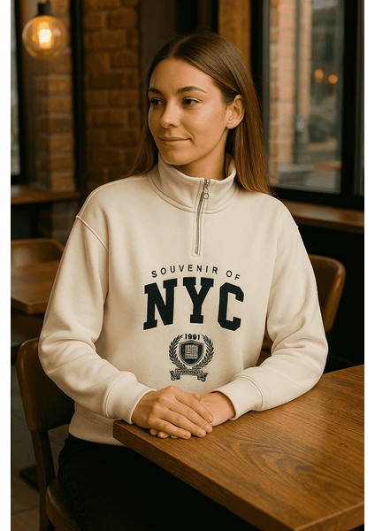 Önü Fermuarlı Nyc Baskılı Sweat fırsatları