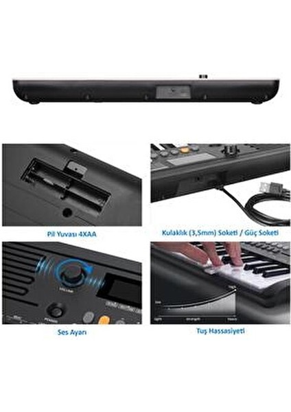 Sapphire MK-1537 37 Tuş Hassasiyetli Org (Adaptör Hediye) - Pembe modelleri