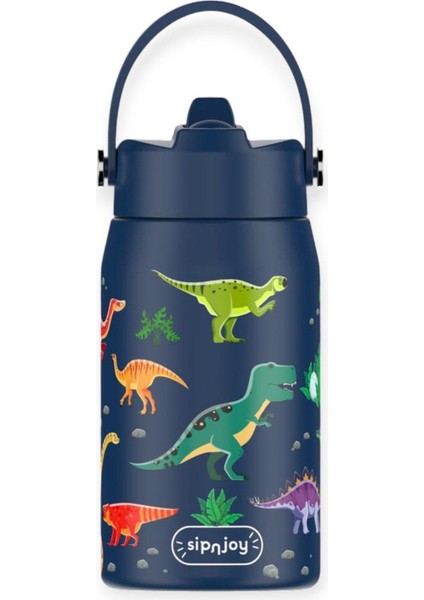 Lil'straw Dino Roar Lacivert Çelik Çocuk Su Termosu 420 ml