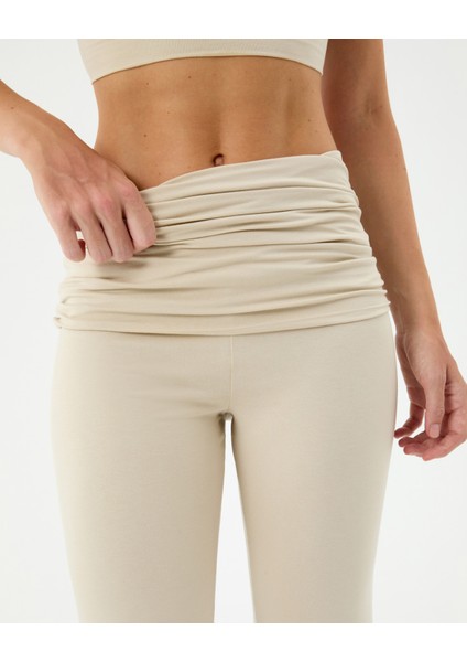 Krema Katlanır Bel Lounge Pantolon modelleri