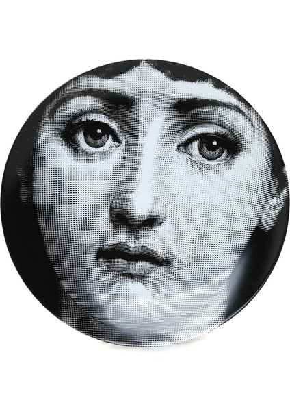 Siyah Beyaz Yüz Baskılı Porselen Dekoratif Tabak
