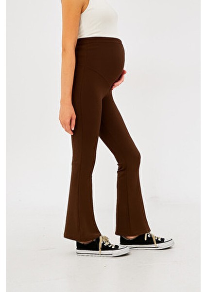 Ispanyol Paça Ayarlanabilir Yüksek Bel Esnek Toparlayıcı ve Sıkılaştırıcı Hamile Tayt Kahverengi indirimleri