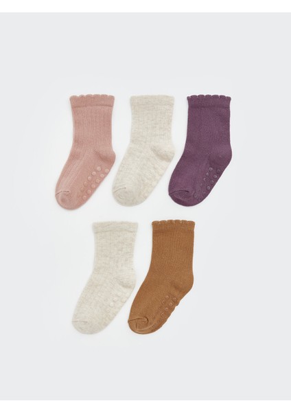 Yeni Sezon Desenli Kız Bebek Soket Çorap 5'li