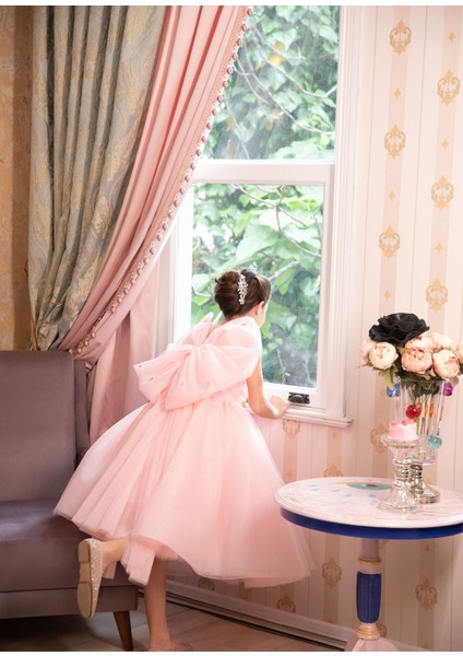 Idyll Pembe Tül Fiyonk Detaylı Kız Çocuk Elbise modelleri