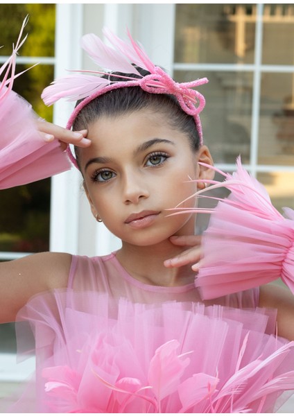 Pembe Sıfır Kol Tül Detaylı Barbie Kız Çocuk Elbise fırsatları
