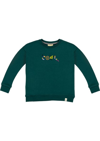 Cool Nakışlı Yeşil Uzun Kollu Erkek Çocuk Sweatshirt