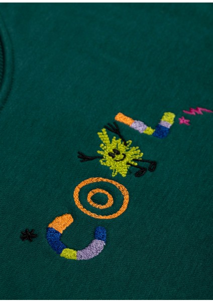 Cool Nakışlı Yeşil Uzun Kollu Erkek Çocuk Sweatshirt modelleri