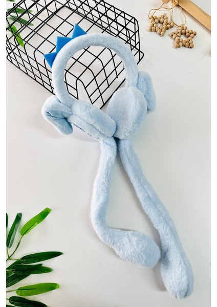 Dino Detaylı Pelüş Kız Çocuk kulaklık - Bebe Mavi