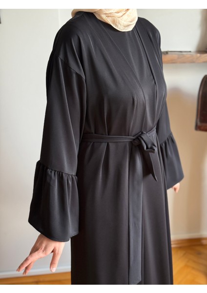 Siyah Fırfırlı Ikili Takım Abaya Takım 5038 modelleri