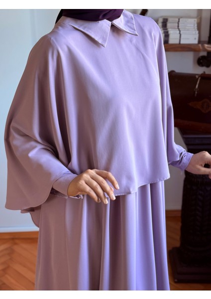 Lila Pelerinli Elbise 5084 fiyatları