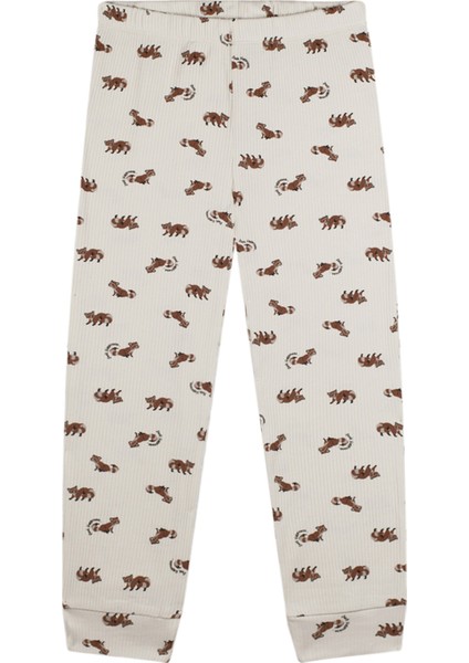Rakun Desenli Uzun Kollu Unisex Çocuk Pijama Takımı modelleri