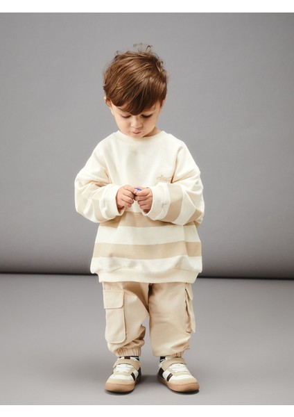 Yeni Sezon Bisiklet Yaka Baskılı Erkek Bebek Sweatshirt ve Pantolon 2'li fiyatları