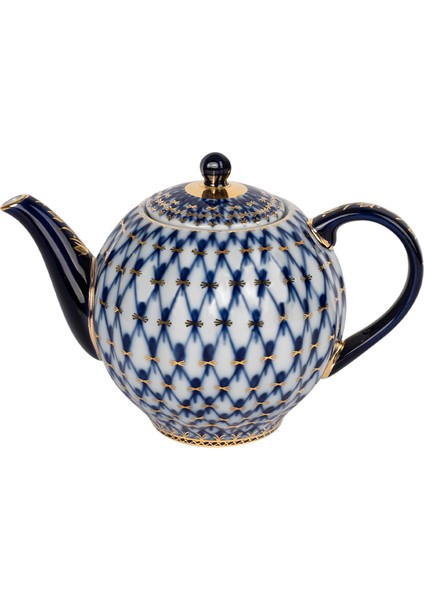 Cobalt Net Mavi Porselen Çaydanlık 600 ml