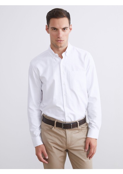 Yeni Sezon Regular Fit Uzun Kollu Armürlü Erkek Gömlek