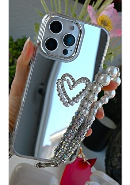 Iphone 14 Promax ve 15 Promax Uyumlu Aynalı Charmlı Kalp Tasarımlı Kenarları Silikon Kılıf fırsatları