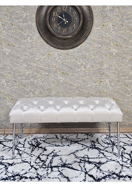 Krom Tel Ayaklı 90 cm Puf Bench - Puf - Bench - Kasalı Oturak - Oturak - Yatak Ucu Puf Krem Renk 90 x 40 Boyut/ebat fiyatları