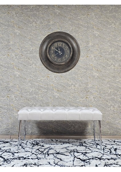 Krom Tel Ayaklı 90 cm Puf Bench - Puf - Bench - Kasalı Oturak - Oturak - Yatak Ucu Puf Krem Renk 90 x 40 Boyut/ebat modelleri