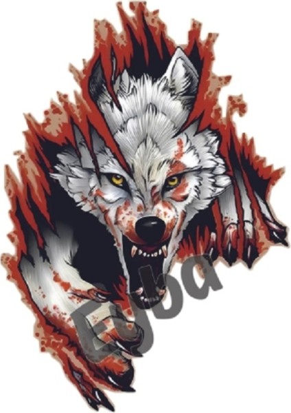 Türk Bayrağı Beyaz Sol Kurt Bozkurt Boz Kurt Sticker 26X18 cm