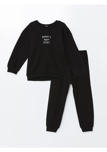 Yeni Sezon Kapüşonlu Uzun Kollu Basic Erkek Bebek Sweatshirt ve Eşofman Alt 2'li Takım