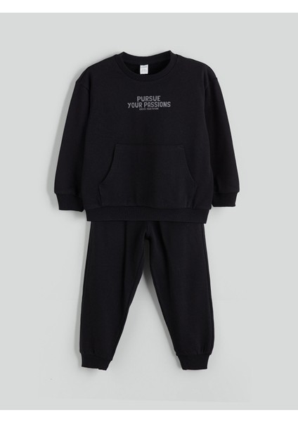 Yeni Sezon Kapüşonlu Uzun Kollu Basic Erkek Bebek Sweatshirt ve Eşofman Alt 2'li Takım fiyatları