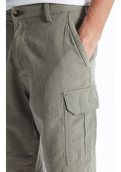 Yeni Sezon Standart Kalıp Keten Görünümlü Erkek Bermuda Şort modelleri