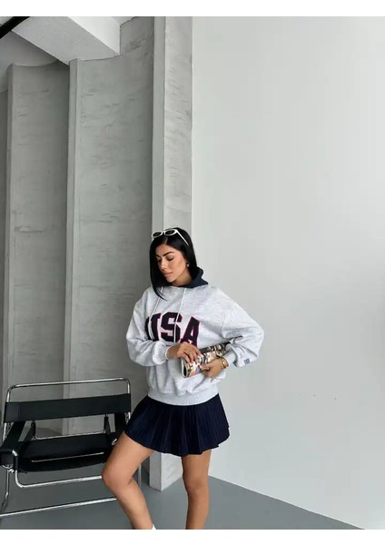 Usa Yazılı Uzun Kolu Kapşonlu Sweat fiyatları