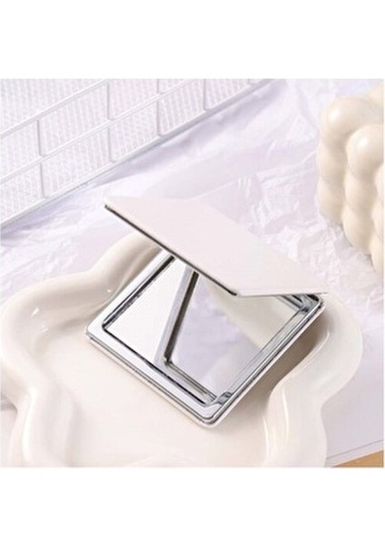 Kişiye Özel Kare Suni Deri Cep Aynası Beyaz 2x Büyüteçli Katlanabilir Çanta Boyu Ayna modelleri